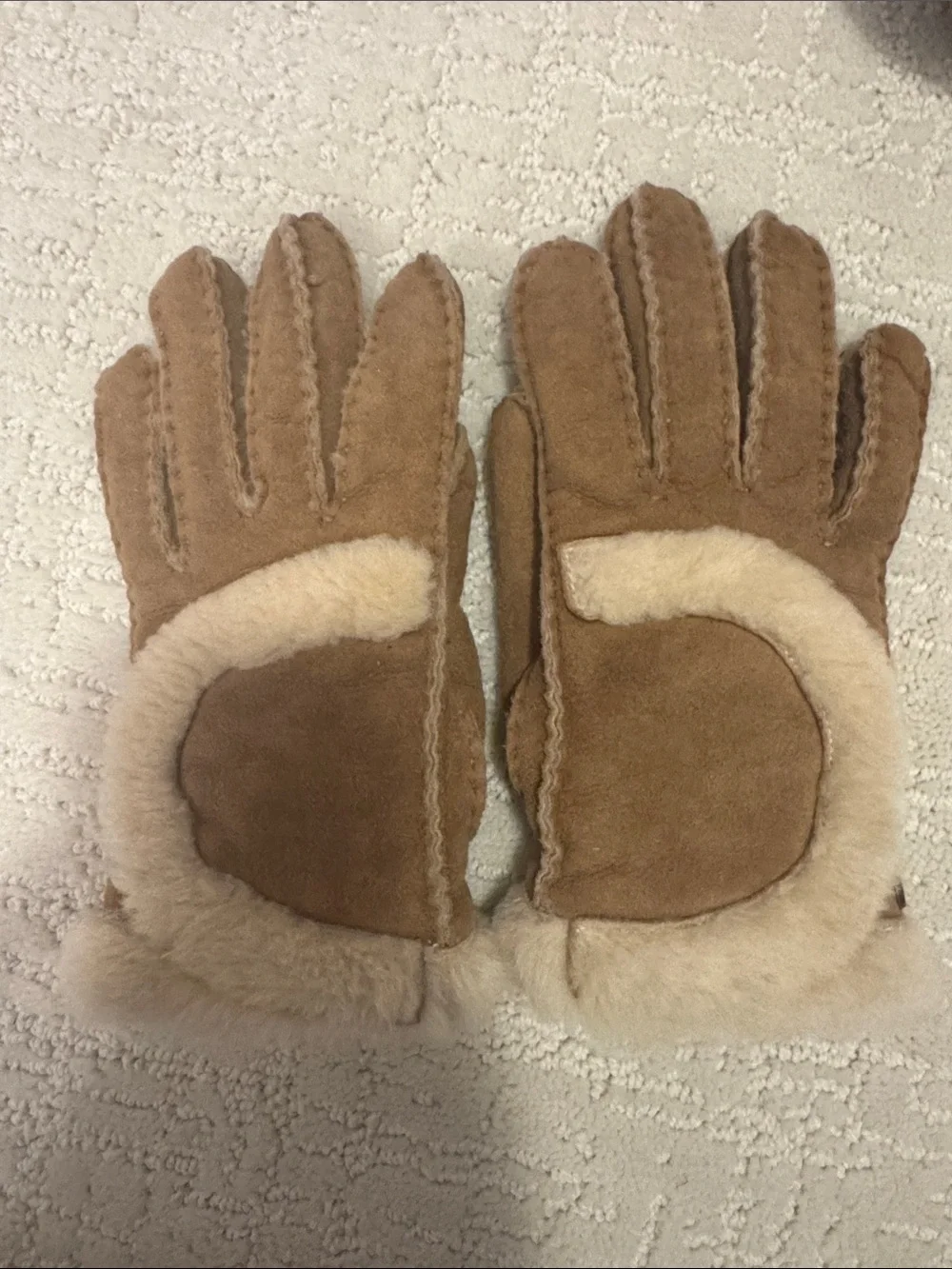 Shearling Lined Suede Gloves in Chestnut Ugg